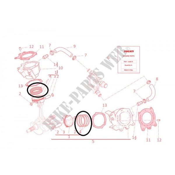 SEGMENTS KIT COMPLET DUCATI 1198 1200 1260 12120521A
