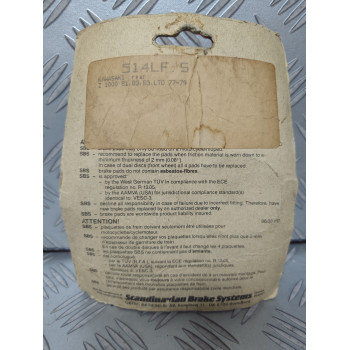 PLAQUETTES DE FREIN SBS 514 LF NEUVES