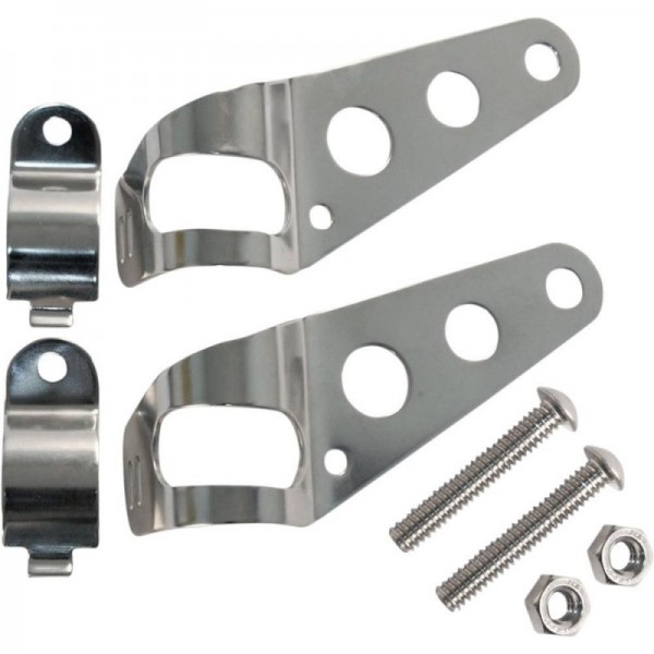 NEUF PAIRE PATTE DE PHARE METAL CHROME 